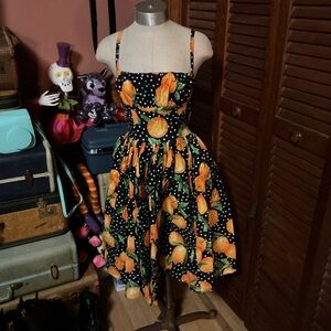 Bernie Dexter Black and Orange Midi Dress